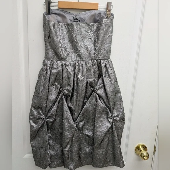 Le Chateau metallic grey silver strapless mini dress size XS - Picture 3 of 14